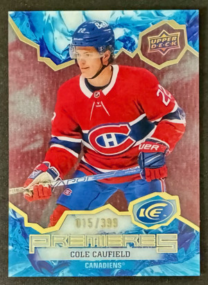 2021-22 UD ICE Cole Caufield ICE Premieres Red /399 front